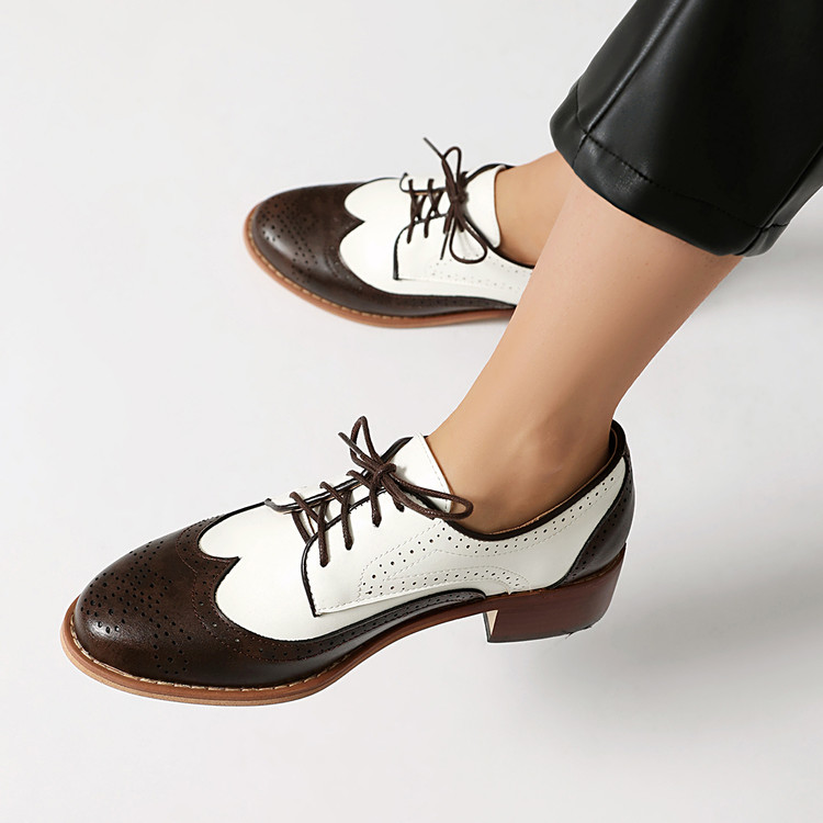 Deep Mouth Flat Shoes for Women PU Casual Round Toe Chunky Mid Heel Summer 2025