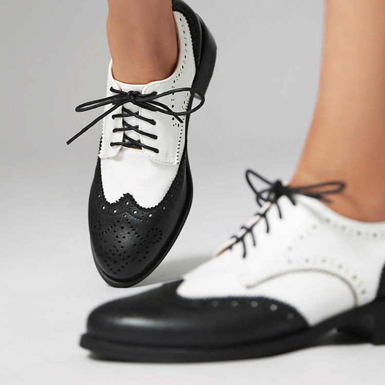 Deep Mouth Flat Shoes – Women’s Fashion Round Toe Lace-Up Low Heel