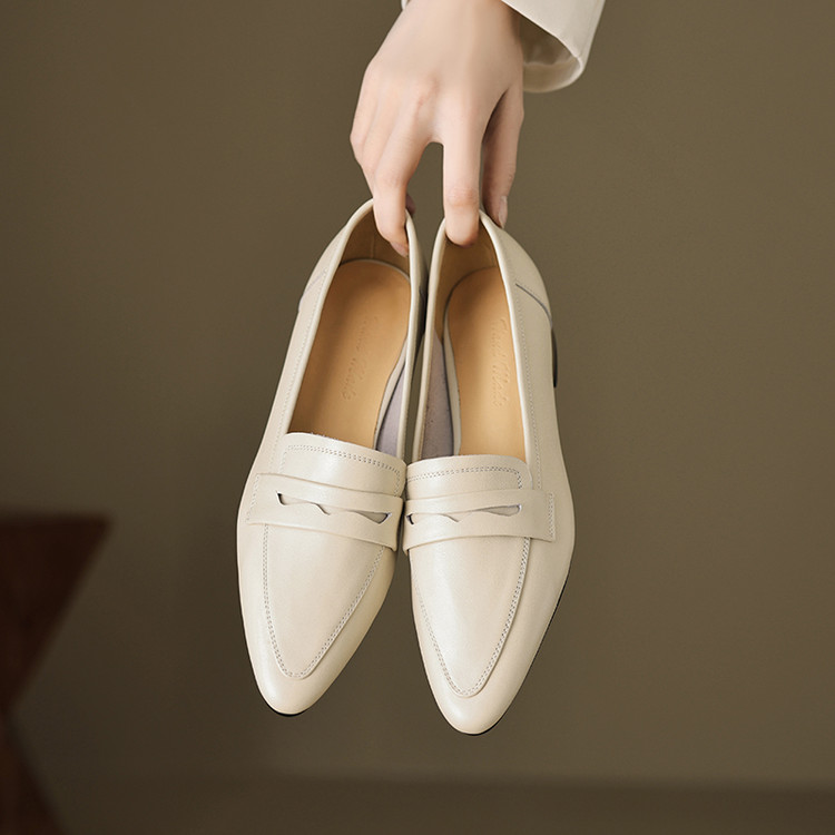 Women's Square Toe Chunky Heel Loafers in Top Grain Leather - Image 2